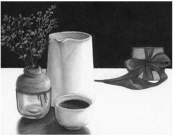 Still Life 1 charcoal drawing by Thom Thomas